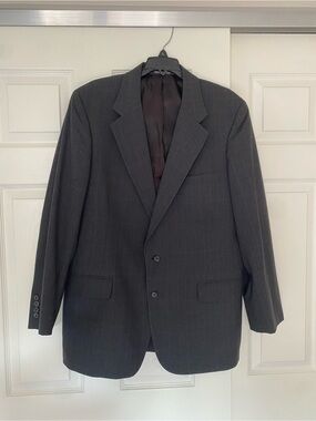 DAKS London Vintage Pure Wool Gray Pinstripe Blazer Sport Coat GUC 42L